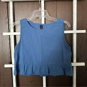 Blue SHEIN Vacay ruffle hem tank top size women’s large